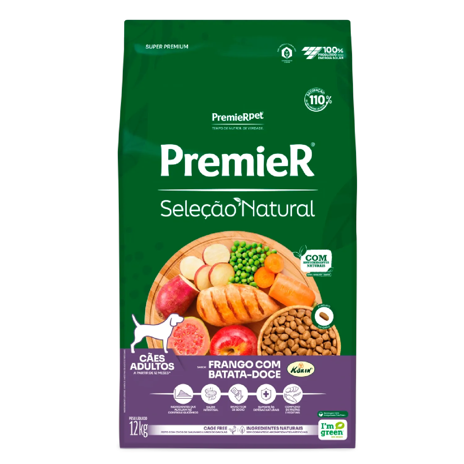 Racao Premier Selecao Natural Caes Adultos Frango com Batata Doce 12kg frente